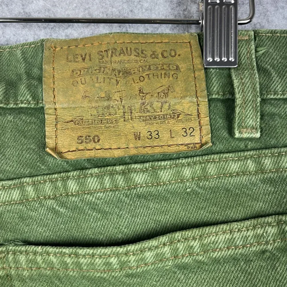 Vintage Levis 550 Jeans Mens 31x31 Green Tapered Faded‎ Cotton USA Made 90s